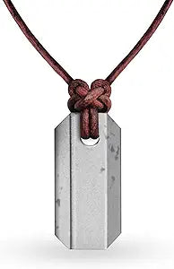 Wazoo Viking Whetstone Pendant Knife Sharpener Necklace, Arkansas Novaculite on Leather Cord, Norse-Inspired Knotwork, Made in USA, Pocket Knife-Sharpener Tool, Plain