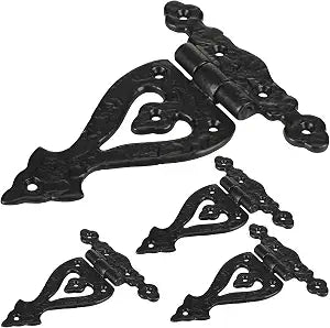 4 Pack Antique Cast Iron Vintage Heavy Duty T Hinges 5.3'' Black