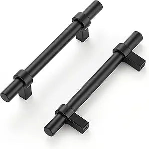25 Pack Cabinet Handles 3-3/4 Inch Black Cabinet Pulls Matte Black Kitchen Cabinet Handles Drawer Pulls with Square Base Kitchen Cabinet Hardware 6 Inch Overall Length