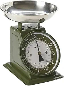 Taylor Analog Kitchen Scale, Stainless Steel Mechanical Food Scale with Removable Bowl, 11 lb Capacity, Large 5-Inch Dial, Battery-Free Design for Baking and Meal Prep