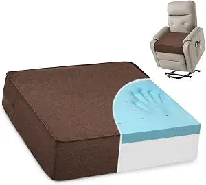 Shinnwa Gel Memory Foam Recliner Cushion for Elderly, Extra Large Seat Cushion, Dual-Layer Foam Chair Pad for Couch, Armchair, Wicker Chairs, Floor, 20  20  5in, Caramel