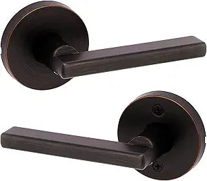 Kwikset Halifax Interior Passage Door Knob, Round Handle for Closet and Hallway Doors, Non-Locking Doorknob in Venetian Bronze, with Microban Protection