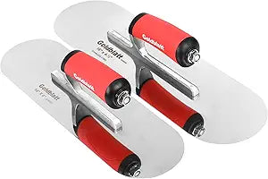 Goldblatt 2 Pieces Pool Trowel Stainless Steel with Soft Grip Handle, Includes 16'' x 4-1/2'' & 14'' x 4'' Finishing Trowels Set, Lightweight Alloy Mounting, Round End
