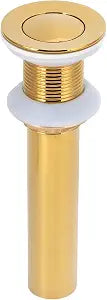 Gold Sink Drain Up Drain Without Overflow Polished Process Clog Bathroom Faucet Wash Basin Drain Stopper(Without Holes)