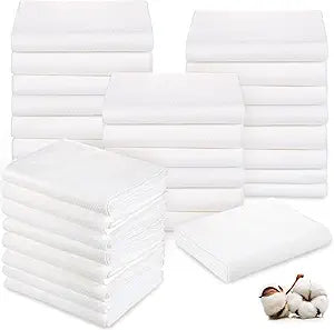 Buryeah 30 Pcs 27.5 x 55 Inch Disposable Bath Towels Bulk White Large Body Camping Towel Quick Dry Thickened Absorbent for Travel Shower Hiking Backpacking Bathroom