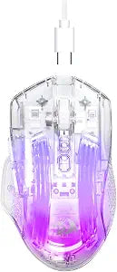 Redragon Wired Gaming Mouse, Clear Transparent Shell, 24,000 DPI, White