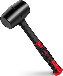 YIYITOOLS 16oz DoubleFaced Rubber Mallet, Rubber Head & Fiberglass Handle
