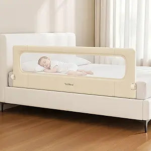 Bed Rail for Toddlers,71 Inch Foldable Baby Guard | 71 in foldable toddler rail with reinforced anchors, no-gap mattress fit, double lock, washable fabric for King|Queen