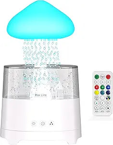 Diffuserlove Rain Diffuser Cloud Humidifier 450ML Diffuser Water Drip Waterfall Lamp Mushroom Humidifier (Size: 6.54''x10.5'')