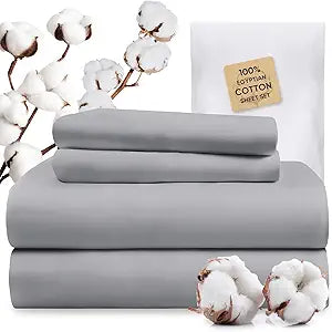 TWK 1200 Thread Count 100% Egyptian Cotton Sheets Bed Set,Thickness,Long-Lasting Durability,Resists Pilling,Deep Pocket Up to 18",with a Laundry Bag (Gray, King)