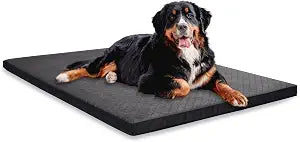 Indestructible Dog Beds, Enhanced Quilted Chew Proof Dog Crate Pad for Aggressive Chewer, Washable Cover Dogs Mat for Crate, Non-Skid Kennel Pad, Durable Pet Bed for Puppy (Gray, 35"x23")