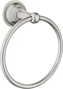 Moen DN6886BN Sage Single Post Bathroom Hand Towel Ring, Spot Resist Brushed Nickel