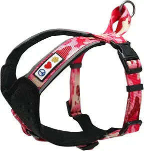 Pawtitas Reflective Padded Dog Harness for Large Dogs  Adjustable Step-in Vest | Fits Chest 2733 in | No Pull Training Harness | L | Pink Camouflage