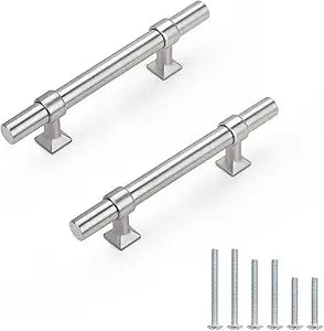 20 Pack Hole Centers 3 inch Brushed Nickel Cabinet Handles Stainless Steel Kitchen Cabinet Pulls T Bar Hardware Pull Handle for Cabinets Dressers Drawers