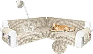 Waterproof Sectional Couch Cover for Dogs, Extra Large L Shape Corner Sofa Cover, Non-Slip Washable U Shaped Sofa Slipcovers Furniture Protector (X-Large, Light Grey)