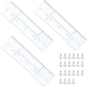 3Pack Screen Door Hinges, Aluminum 1/8 in. Grooved Center, White