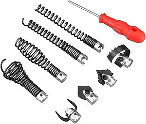 9-Piece Drain Snake Attachment Kit for Heavy-Duty Cables  Professional-Grade Tools for Experts & DIYers. Compatible with K-400,C-4,C-6,C-7,C-8,and C-9 Models. Includes 4 Cutters and 4 Spirals.