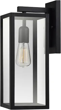 Globe Electric 44176 1-Light Outdoor/Indoor Wall Sconce, Matte Black Finish, Clear Glass Shade, Weather-Resistant Modern Exterior Light