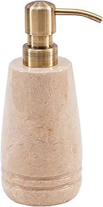 Marble Soap Dispenser 7.5'' Beige Dish Soap Dispenser with Stainless Steel Pump, Refillable Liquid Hand Soap Dispenser with 8.5 Oz Capacity for Kitchen Sink and Bathroom Countertop