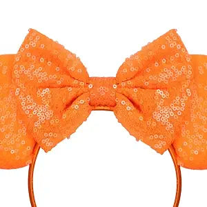 Halloween Orange Mouse Ears Hair Bow Headband, Party Amusement Park Hair Accessories for Women Girls (orange)