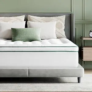Novilla Queen Mattress Topper, Extra Thick Pillow Top - Overfilled Hotel Luxury Mattress Pad Cover for Back Pain Relief, Breathable Fluffy Down Alternative Fill, 8-21 Deep Pocket, Green-White