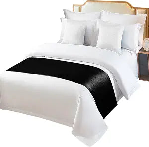 Black Bed Runner Scarf King Size,Luxury Bed Throw Runners & Scarves for Twin Full Queen King Foot of Bed,Bedroom Hotel Wedding Room Decoration,Nautical Classic Creative Casua Pure Solid Color 94"x20"