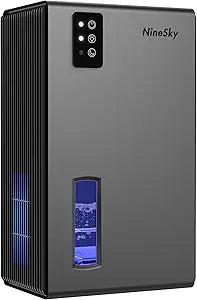 NineSky Dehumidifier, 1000 sq.ft Dehumidifiers for Home with 95oz Large Water Tank,Quiet Dehumidifier with 7-Color Ambient Light & Auto Shut Off, Dehumidifier for Basement, Bedroom, Bathroom (Grey)