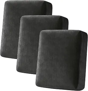 Premium PU Leather Couch Cushion Cover Skin-friendly Sofa Cushion Covers Individual Stretch Soft Thickened Couch Seat Covers Luxurious Furniture Protector for Living Room (3 Cushion Sofa, Black)