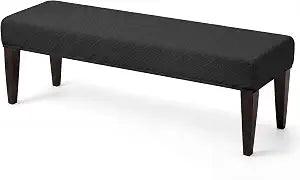WOMACO Dining Bench Covers, Stretch Jacquard Removable Bench Slipcover, Dustproof Washable Seat Cushion Protector for Dining Room, Bedroom, Banquet (Black, Medium)