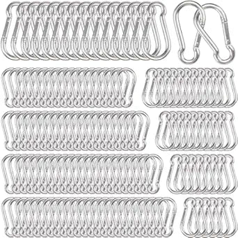 200Pcs Carabiner Clip Spring Snap Hook, M4 1.55 Inch Heavy Duty Galvanized Steel Spring Snap Hook, Quick Link Keychain Clip for Keys Swing Set Camping Fishing Hiking Traveling