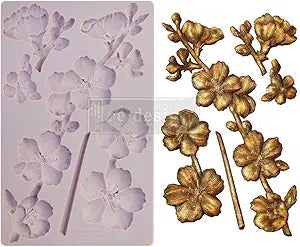 Redesign with Prima Redesign Furniture Decor Moulds Botanical Blossoms 5"x8",8Mm Thickness for Funiture Dresser, Chocolate,Cake,Candy,Backery,Soap,Polymer Clay, earthen Clay,655350650445