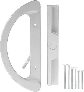 Mortise Style Sliding Patio Door Handle Set - Replace Old or Damaged Door Handles Quickly and Easily  Diecast, Non-Keyed, Fits 3-15/16 Hole Spacing (1 Set) (White)
