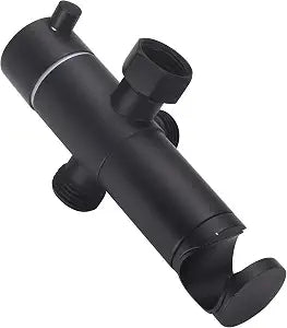 Solid Metal Shower Arm Diverter with Handshower Mount for Hand Held Showerhead and Fixed Spray Head  G 1/2 3-Way Bathroom Universal Shower System Replacement Part (Matte Black)
