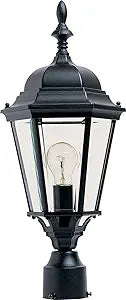 Maxim Lighting Westlake 1-Light Outdoor Post Lantern | Black Finish | Clear Glass Shade | Mediterranean Driveway Garden Post Light | 1005BK