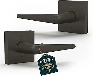 Mega Handles Schein Dummy Door Handles - 2 Pack Heavy Duty Black Door Handle, Non-Turning Door Handle for Hallway, Closet & French Doors, Single Side, Fits All Standard Doors - Matte Black