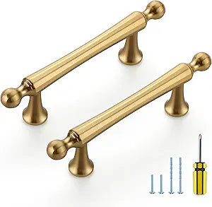 30 Pack Champagne Bronze Cabinet Pulls 3 Inch Hole Center Kitchen Cabinet Handles, Champagne Bronze Handles for Dresser Drawers Pulls Hardware Solid