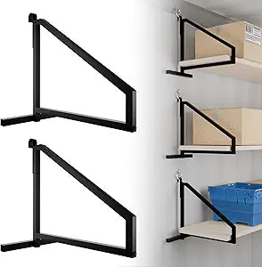 2-Pack Heavy Duty Shipping Container Shelf Brackets - Powder Coated Steel, 19.7"x15.9" Size, 600lbs Capacity, No-Drill Removable for 2-Tier Setup in Trailers, Garages & Conex Containers