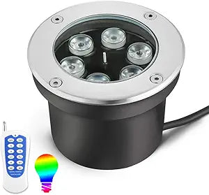 Landscape Lighting 18W RGB Underground Light IP65 Waterproof 12V Landscape Lights Remote Control for Driveway Deck Step Garden Lights Outdoor