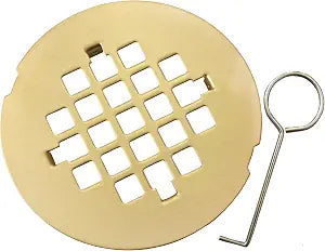 4-1/4" Snap-in Shower Drain Cover 304 Stainless Steel Round Replacement Floor Drain Cover, Drain Strainer, Lattic,with Hook(Brushed Gold)