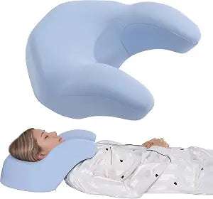 ROYALAY Back Sleeping Training Pillow, Memory Foam Beauty Pillow with Adjustable Height, Neck & Shoulder Support, 2 Washable Covers, Blue