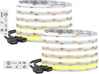 BTF-LIGHTING FCOB COB LED Strip CCT Tunable 3000K-6000K,UL Listed DC12V 32.8FT CRI 90+ Dimmable LED Tape Lights,640LEDs/m Dotless for Bedroom Kitchen Indoor Decor(No Adapter or Controller)