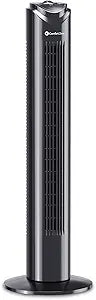 Comfort Zone 32-Inch Oscillating Tower Fan Γ Ultra-Slim Bladeless Design with 3 Speeds, 90┬░ Wide Oscillation & Built-in Carry Handle Γ Quiet Portable Standing Fan for Bedroom, Home, or Office, Black