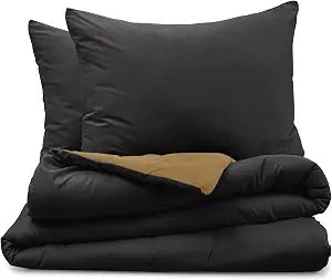 Martex 3-Piece Reversible Comforter Set, Full/Queen, Ebony/Khaki
