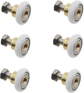 6PCS Diameter 19mm Bathroom Sliding Glass Door Pulley with Screws Shower Gate Rollers Replacement Nylon Wheel and Copper Arbor