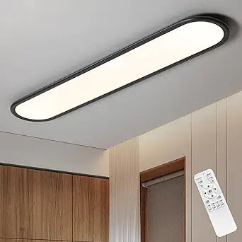 Ganeed LED Flat Panel Long Ceiling Light Fixture for Shop Lighting, 47.24" High Brightness Linear LED Ceiling Lamp, 51W Dimmable Low Profile Flush Mount Ceiling Light for Laundry Kitchen Office, Black