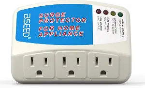 BSEED Voltage Protector, 3 Outlet Plug in Surge Protector for Home Appliance Multi Function Plug with Protection Wall Mount Power Suppressor for TV/PC/Refrigerator 125V, 1875W, 1 Pack