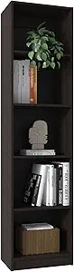 Tuhome Home Slim 5-Shelf Narrow Bookcase with Open Shelves, Freestanding Modern Storage Solution for Living Rooms, Offices, or Bedrooms, Stylish and Practical Bookcase with Clean Lines (Brown)
