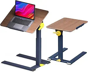 alawooder Rolling End Table, 100% Solid Wood Side Table (20.6" W x 15.7" D), Height Adjustable from 19.8" to 29.7", C Table that Slides Under Couch, Mobile Laptop Desk with Ergonomic Tilt Top