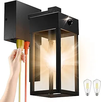 Outdoor Wall Light Thunderbolt GFCI Outdoor Lighting & Power Hub - 20A Weatherproof Wall Sconce with Ultra Motion Sensor, Dual Outlets, Rustproof Aluminum for Patio, Garage, Garden
