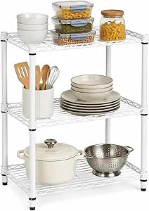 Honey-Can-Do 3-Tier Heavy-Duty Adjustable Shelves, Metal Storage Rack with 250-lb Shelf Capacity, White, 14" W x 24" L x 30" H